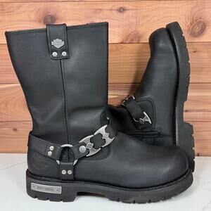 Harley Davidson Maxwell Black Motorcycle Leather Boots (D96072) Mens size 11.5 M